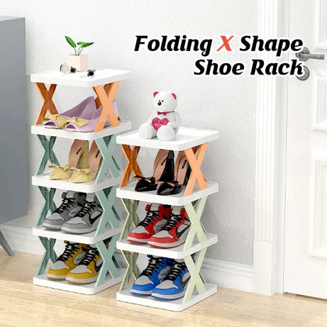 5 Layer Folding Shoe Rack Organizer with X-Shape Design