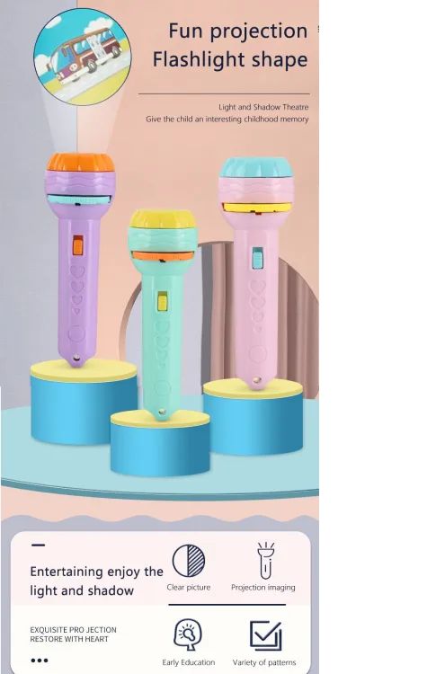 Kids Flashlight Projector Toy – 8-Image Story Torch Lamp for Fun Learning & Bedtime Play