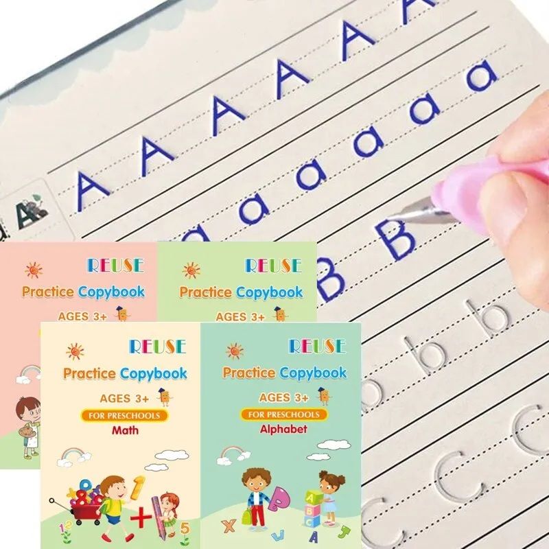 ✍️ Magic Practice Copybook (4 Books Set) – Montessori Tracing & Handwriting for Kids